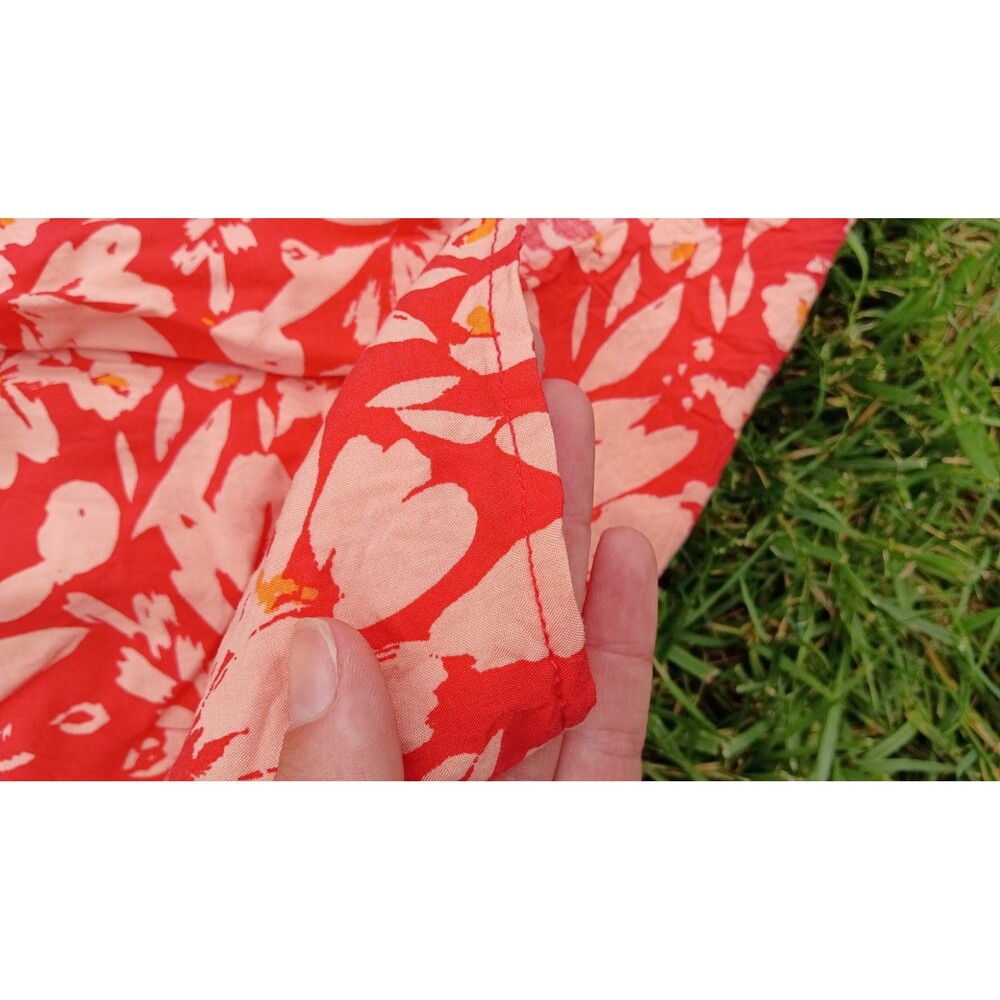 Gap Floral Swing Top Womens Small Coral Pink Lightweight Boho Peasant Blouse - Picture 9 of 10